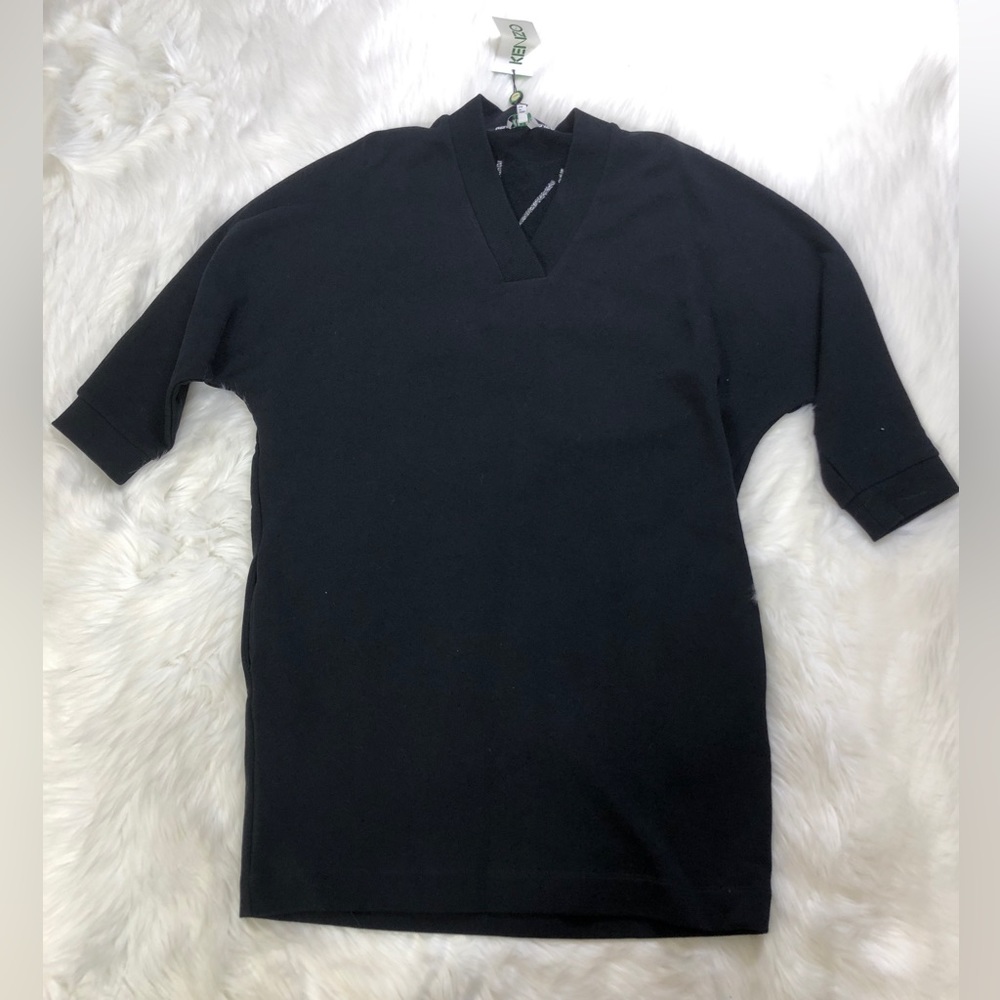 NWT Kenzo Logo V Neck Black Dress Sweatshirt - Picture 6 of 10